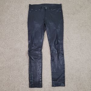 Rag & Bone The Leather Skinny in Washed Black